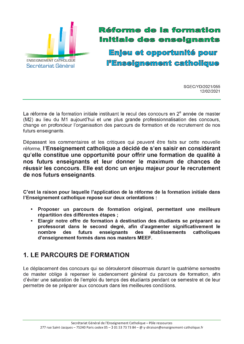 reforme de la formation initiale campagne 
