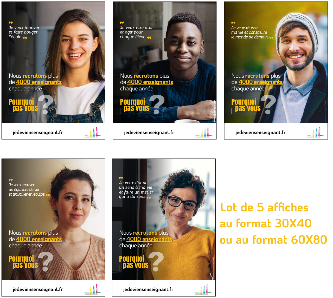 Lot de 5 affiches campagne 