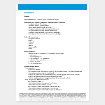 Enseignement moral et civique contribution de l'École catholique